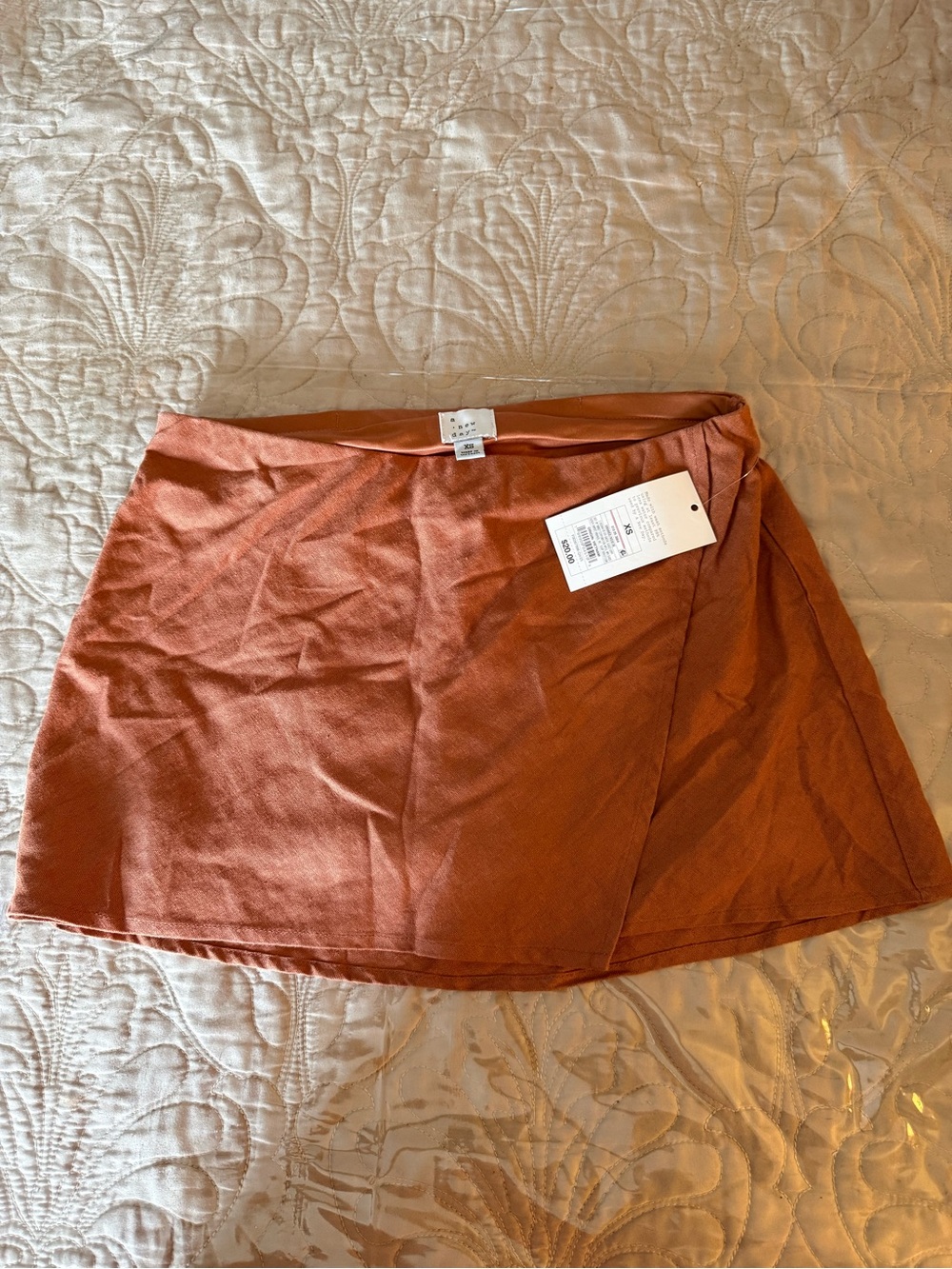 a new day Rust Orange Mini Wrap Skirt